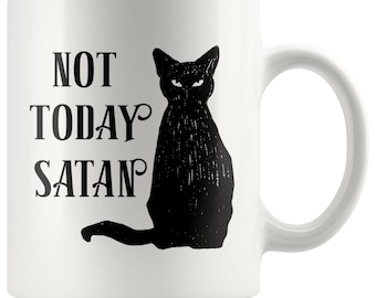 Funny Halloween Mug, Not Today Satan Mug, Halloween Cup, Creepy Cat Mug, Spooky Halloween Mug, Funny Halloween Gift, Cat Lover Mug, Fall Mug