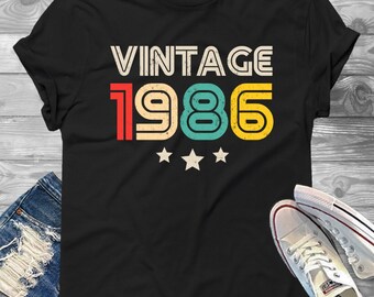 Vintage 1986 Unisex Jersey T-Shirt - 33.Geburtstag Shirt, 1986 Shirt, 33.Geburtstag für Sie, 33.Geburtstag für Ihn, 33.Geburtstag Geschenkidee