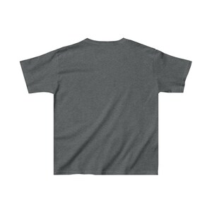 May include: A dark heather grey t-shirt with short sleeves. The t-shirt is made of a soft, comfortable material.