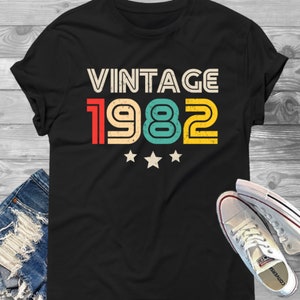 Vintage 1982 Unisex Jersey T-Shirt - 37th Birthday Shirt, 1982 Shirt, 37th Birthday For Her, 37th Birthday For Him, 37th Birthday Gift Idea