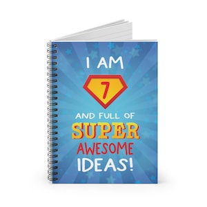 Birthday Gift For 7 Year Old Boy, Girl, I Am 7 Superhero Notebook, Superhero Gifts For Boy, Seventh Birthday Present, Present for 7 Year Old