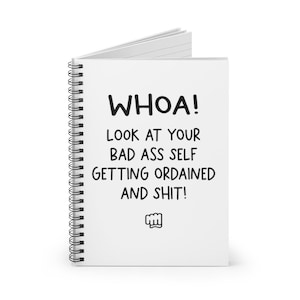 Wijdingscadeau, cadeau gewijde minister, wijdingscadeaus voor hem + haar, geordineerd worden en shit-notitieboekje, nieuwe dominee wijdingscadeau