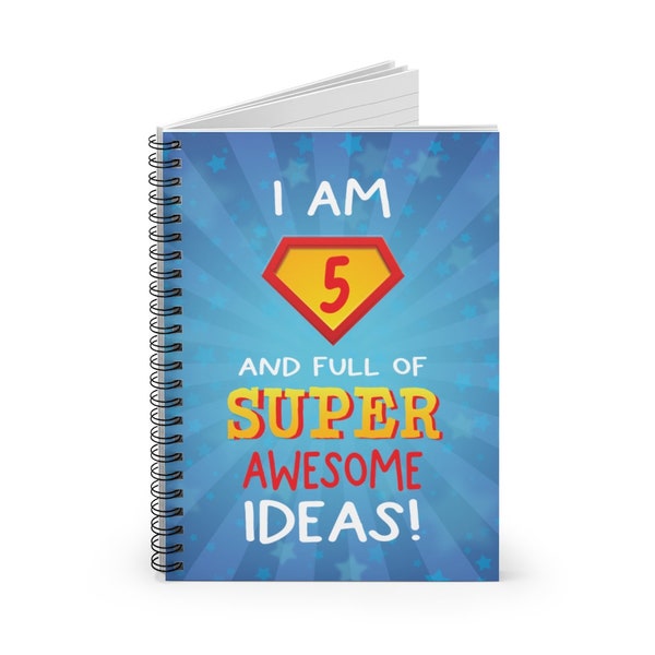 Birthday Gift For 5 Year Old Boy, Girl, I Am 5 Superhero Notebook, Superhero Gifts For Boy, Fifth Birthday Present, Present for 5 year old