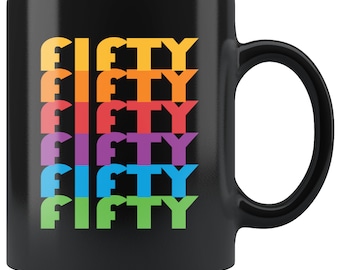 FIFTY Retro Birthday Coffee Mug - Happy 50th, 50th Birthday Gift For Her, 50th Birthday Gift For Him, 50th Birthday Gift Guy, Vintage