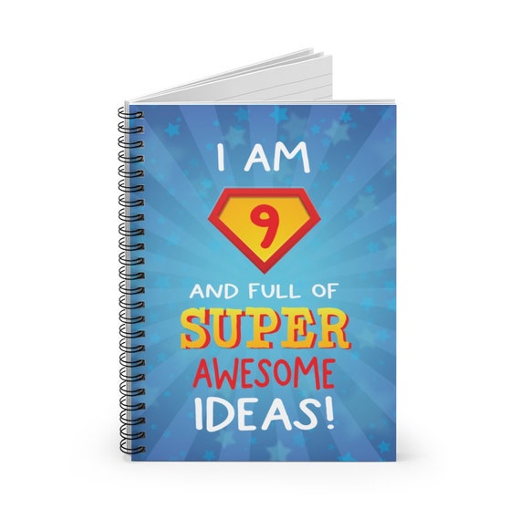 Birthday Gift for 9 Year Old Boy, Girl, I Am 9 Superhero Notebook,  Superhero Gifts for Boy, Ninth Birthday Present, Present for 9 Year Old 