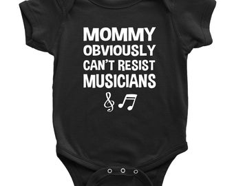 Mommy Obviously Can't Resist Musicians Baby Bodysuit - Musician Baby Gift, Baby Gift For Musician, Baby Shower Gift, Musician Baby Shirt,