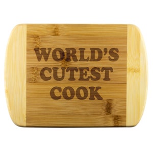 World&#39;s Cutest Cook Bamboo Cutting Board - Funny Cutting Board, Housewarming Gift, Chopping Board, New House Gift, Gift for Cook