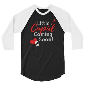 Little Cupid Coming Soon Raglan Shirt - Pregnancy Announcement Shirt, Valentine&#39;s Day Pregnancy Shirt, Bump&#39;s First Valentine&#39;s Day
