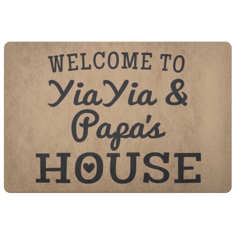 Welcome To YiaYia And Papa/'s House Doormat YiaYia and Papa Christmas Grandparents Day Gift YiaYia and Papa gift Cute Grandparents Gift