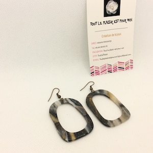 Ref. 27 - Bronze metal earrings, acetate charm