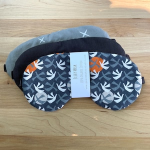 Organic Cotton Sleep Mask, Eye Mask, Prints, Solids, Self Care, Relaxation, Aromatherapy, Meditation, Yoga, Sleep, Travel, Unscented