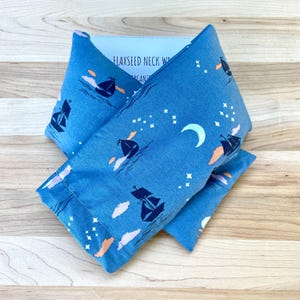Weighted Flaxseed Neck Wrap, Removable Washable Cotton Cover, Organic Flaxseed Fill, Microwave Heat Pack, add Lavender or Eucalyptus