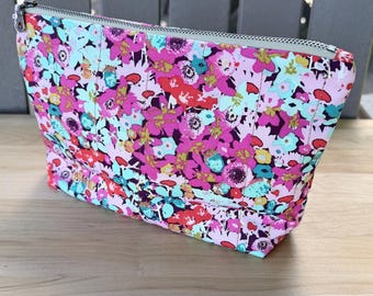 Gesteppte Baumwolle Kulturtasche Kosmetiktasche Reise Make-up 100% Baumwolle Handgefertigtes Geschenk für Mama Muttertag Nach Maß auf Bestellung