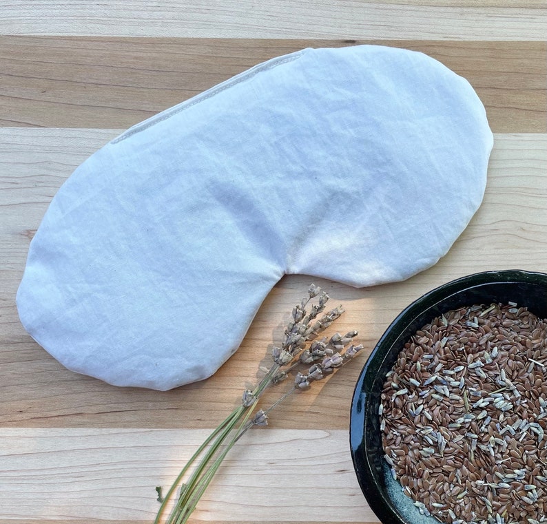 Weighted Flaxseed Eye Mask, All Natural, Washable Cotton Cover, Lavender or Eucalyptus, Sleep Mask, Self Care Gift, Headache Migraine Relief image 8