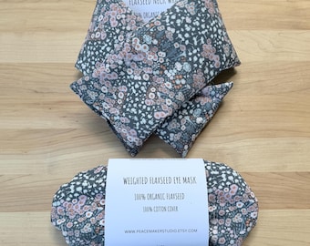 Geschenkset für Halswickel und Augenmaske, Bio-Leinsamenfüllung, heiß oder kalt verwenden, Mikrowellen-Wärmekissen, kühlende Augenmaske, Stressabbau, Selbstpflege