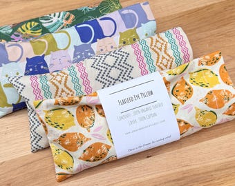 Organic Flaxseed Eye Pillow, Lavender or Eucalyptus, Washable Cotton Cover