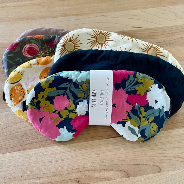 Cotton Sleep Mask, Eye Mask, Lots of Prints, Great for Comfort, Self Care, Relaxation, Sleep, Meditation, Yoga, Gift for Mom, Anxiety Relief