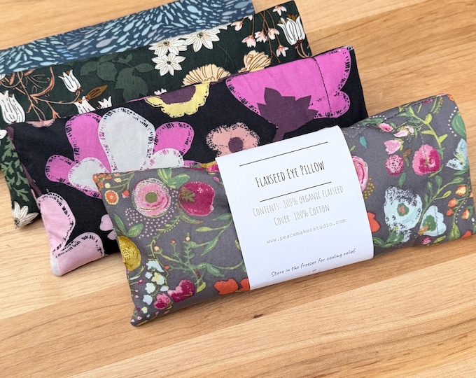 Organic Flaxseed Eye Pillow, Lavender or Eucalyptus, Washable Cotton Cover