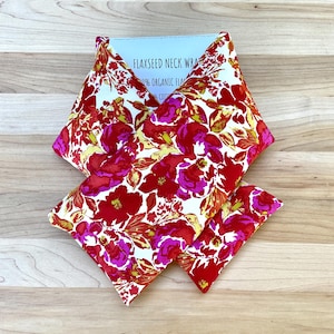 Weighted Flaxseed Neck Wrap, Removable Washable Cotton Cover, Organic Flaxseed Fill, Microwave Heat Pack, add Lavender or Eucalyptus