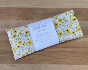 Eye Pillow, Organic Flaxseed & Lavender or Eucalyptus, also Unscented, Removable Washable Cotton Cover, Aromatherapy, Self Care Gift, 5 oz