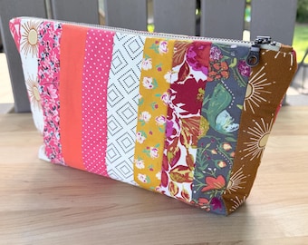 Gesteppte Baumwolle Kosmetiktasche Toilettenartikel Reise Make-up Tasche Handgefertigtes Geschenk für Mama Muttertag Badezimmer Dusche Kit Benutzerdefinierte einer Art