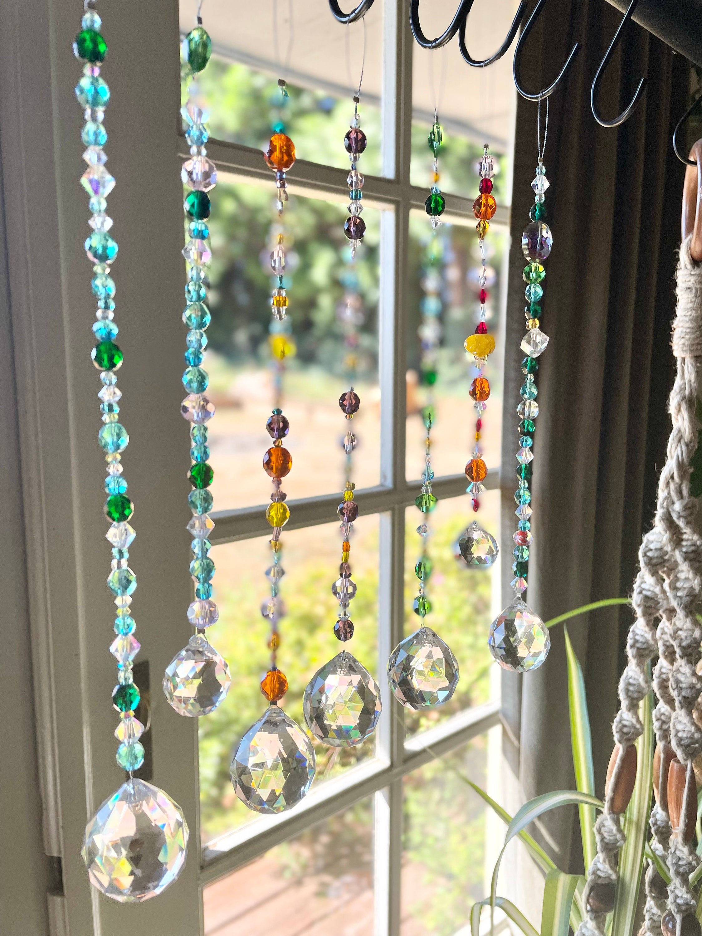Cars Hanging Suncatchers Beads Chain Sphere Chandelier Lamps Light Pendant for Christmas Day Plants Wedding Window Décor BKpearl 7 Pcs Crystals Sun Catcher 