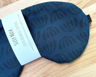 Antifaz de algodón para dormir, antifaz para ojos, estampado azul oscuro unisex, para viajes, cuidado personal, relajación, sueño, meditación, yoga, regalo para papá, alivio de la ansiedad.