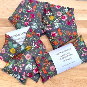 Flaxseed Neck Wrap, Microwave Heating Pads, Cotton, Shoulder Wrap, Eye Pillow, Lavender or Eucalyptus, Self Care, Full Bloom Floral