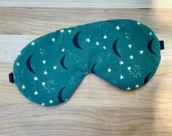 Cotton Sleep Mask, Eye Mask, Moonlight Print, Travel, Self Care, Relaxation, Sleep, Meditation, Yoga, Gift for Mom, Anxiety Relief