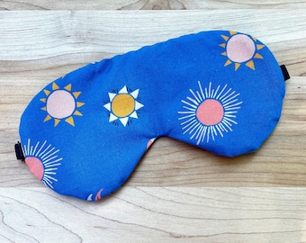 Schlafmaske aus Bio-Baumwolle mit Sonnenstrahlen, für Reisen, Entspannung, Meditation, Yoga, Geschenkidee, verstellbarer Gurt