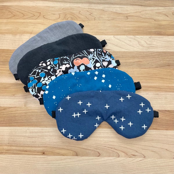 Organic Cotton Sleep Mask, Eye Mask, Prints, Solids, Self Care, Relaxation, Aromatherapy, Meditation, Yoga, Sleep, Travel, Unscented