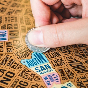 Texas Scratch Off Travel Map by Mappinners