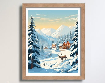 Lapland Finland Winter Landscape Christmas Holidays Travel Wall Art Poster Print