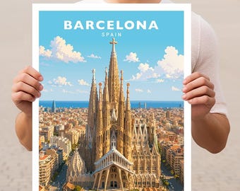 Barcelona Spain Sagrada Familia Travel Wall Art Poster Print