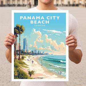 Cartaz de arte de parede de viagem de Panama City Beach, Flórida, impressão