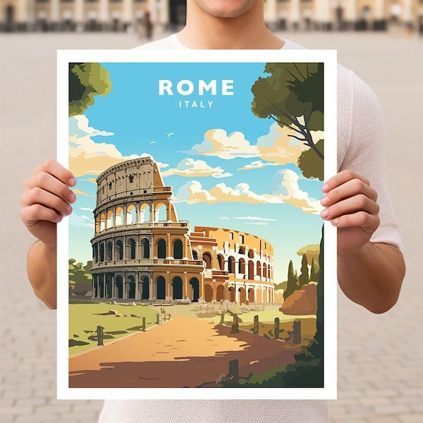 Rome Italy Colosseum Travel Wall Art Poster Print