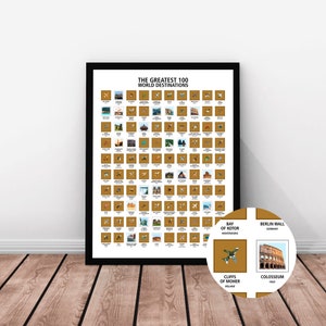 100 Greatest World Destinations Scratch Off Travel Print by Mappinners image 7