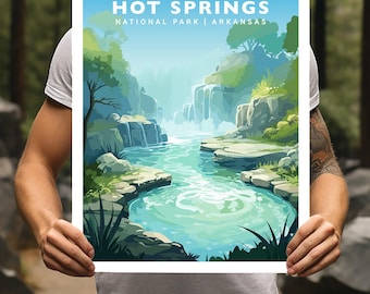 Hot Springs National Park Arkansas Travel Print Gift Hiking Wall Art Home Decor Poster