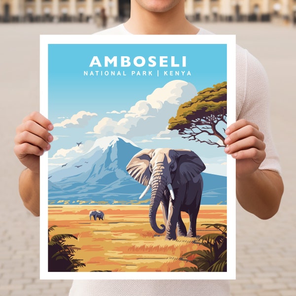 Amboseli National Park Kenya Travel Wall Art Poster Print