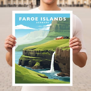 Faeröer, Denemarken reizen muurkunst posterafdruk