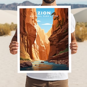 Zion National Park Utah Travel Print Gift Hiking Wall Art Home Decor Poster