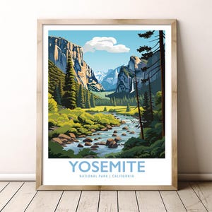 Yosemite National Park California Travel Print Gift Hiking Wall Art Home Decor Poster