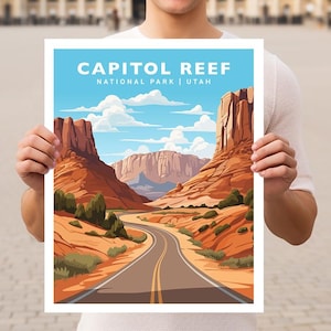 Capitol Reef National Park Utah Travel Print Gift Hiking Wall Art Home Decor Poster