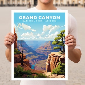 Grand Canyon National Park Arizona Travel Print Gift Hiking Wall Art Home Decor Poster