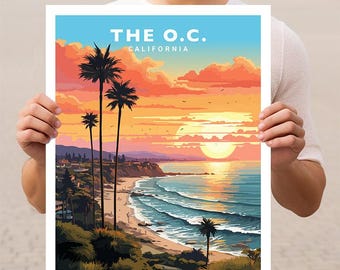 Póster de viaje de pared con arte impreso del condado de Orange, California