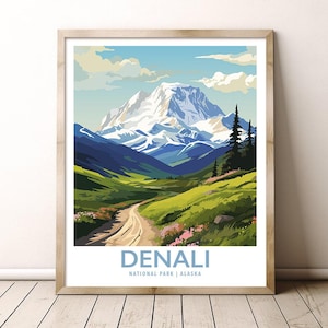 Denali National Park Alaska Travel Print Gift Hiking Wall Art Home Decor Poster