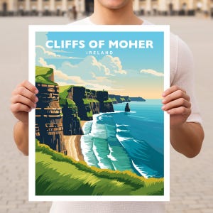 Cliffs of Moher Ireland Travel Wall Art Poster Print