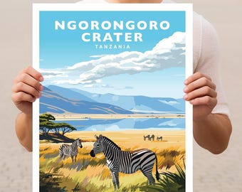 Ngorongoro Crater Tanzania Travel Wall Art Poster Print
