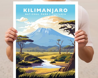 Póster de viaje al Parque Nacional del Kilimanjaro, Tanzania