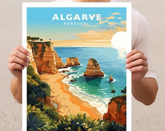 Póster de viaje de Algarve, Portugal, arte mural impreso